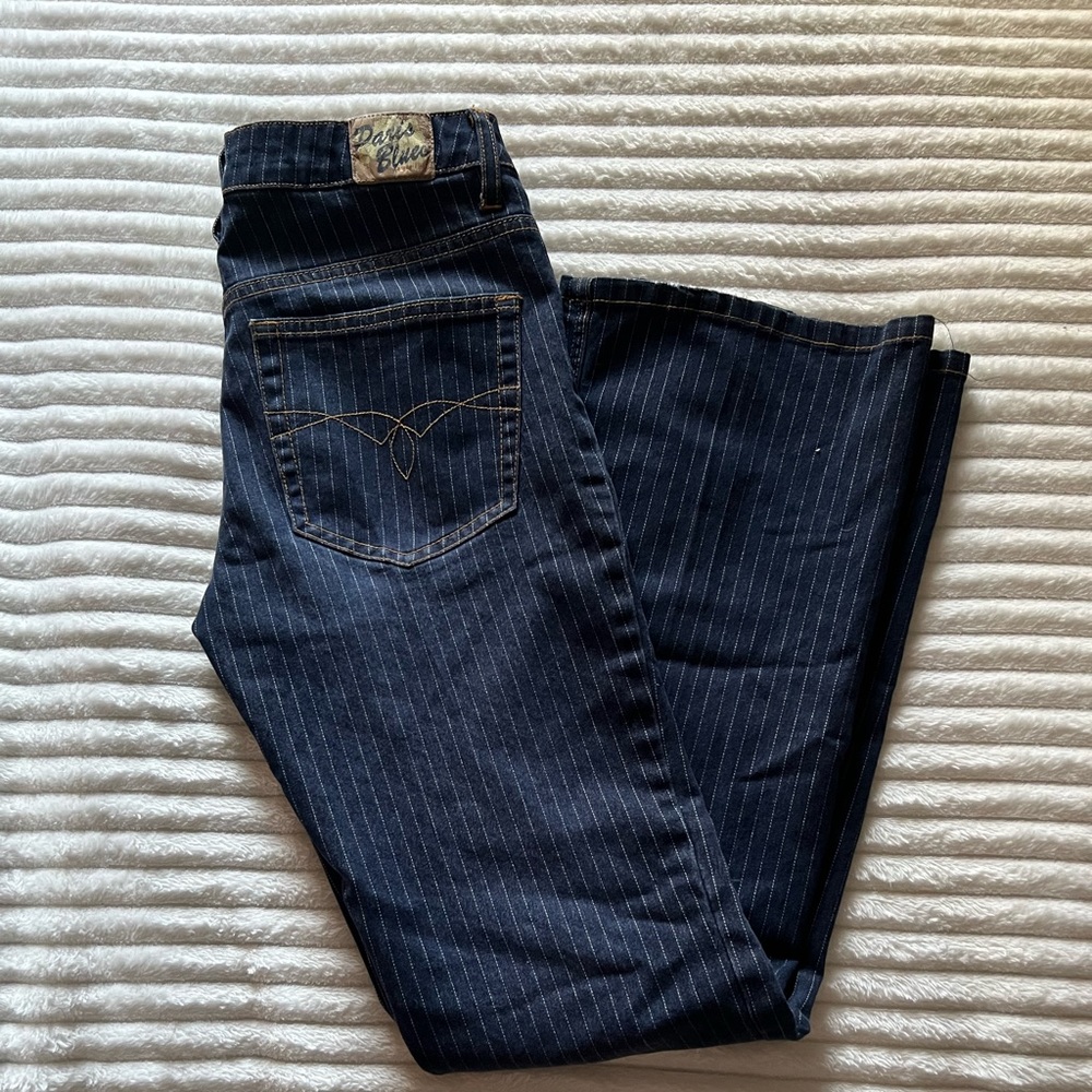 Paris blues dark wash pinstripe low waist y2k denim Jeans size 5